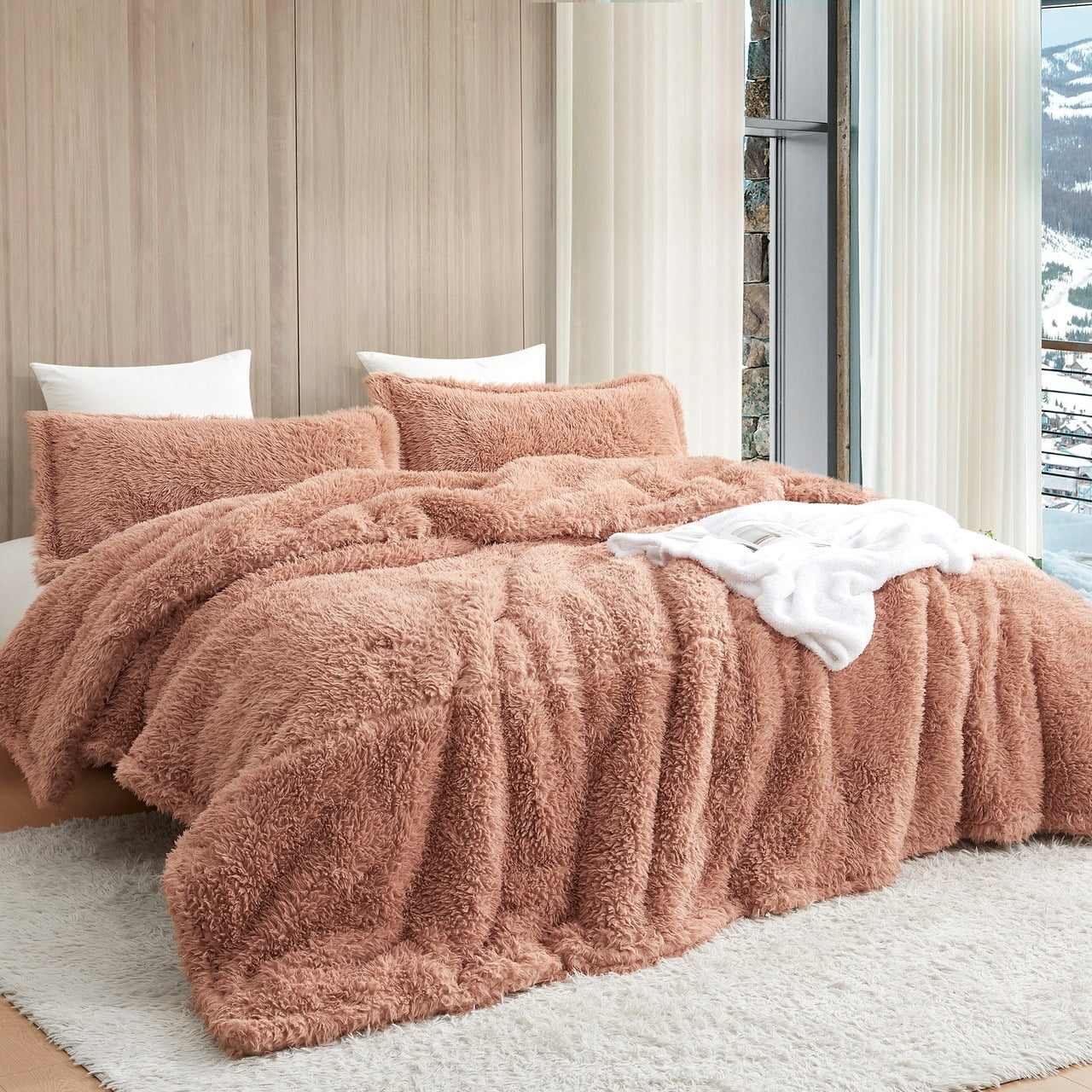 Caribou Brown Faux Fur Oversized King Comforter Set