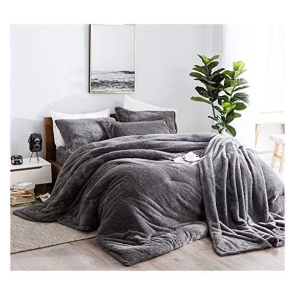 Coma Inducer Queen Comforter Charcoal Gray Oversized 94x98 Luxury Plush Bedding Set with Shams Not Included Machine Washable Winter Warm Cozy Bedroom Home Essentials