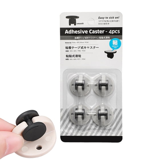 Comaie Mini Casters Non Swivel Casters 4 Piece Moving Small Wheels Self Adhesive Miniature Pulleys For Storage Bins Cabinet Drawer Small Furniture