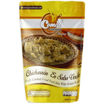 Comal Traditional Foods Ready-to-eat Gluten Free and Keto Friendly - PorkRinds w/ GreenSauce(Chich. En SalsaVerde), Pack of 1