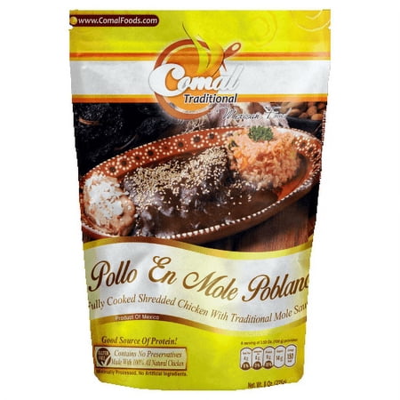 Comal Traditional Foods Ready-to-eat Gluten Free and Keto Friendly - Shredded Chicken w/ Traditional Mole Sauce, Pack of 2