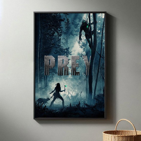 Comanche Warrior Predator Wilderness Survival Minimalist Black and White Mid-Century Modern Wall Art, Unframed Poster