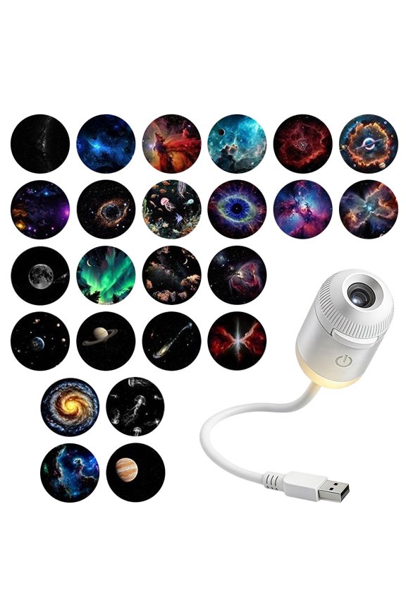 Comauo Hd smart Dynamic 5d Holographic Night Light Projector, Galaxy Light for Bedroom, Usb Night Light Projector, 5-Pack Interchangeable Cosmic Projection Discs