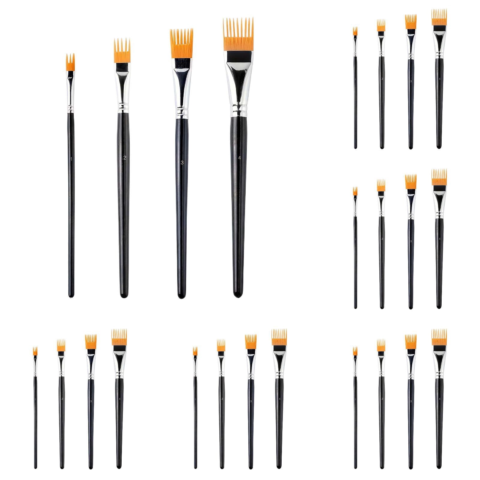 Comb Artist Brush Set, Rake Brushes for Painting with Wood Handle, Paintbrush for Acrylic Paint, Textured Art Paintbrush Set for Greeting Cards and Crafts 24 Pcs