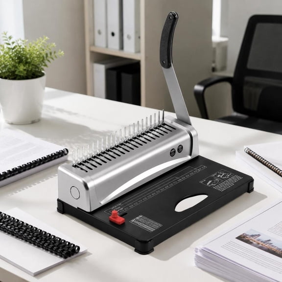 Comb Binding Machine, 21-Hole Binder, 450-Sheet Capacity, Compatible with Letter Size, A4, A5, Includes 100 Pcs 3/8'' Comb Binding Spines