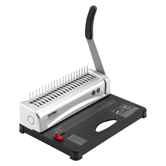 Comb Binding Machine, 21-Hole Binder, 450-Sheet Capacity, with 100 Pcs 3/8'' Comb Binding Spines for Letter Size, A4, A5