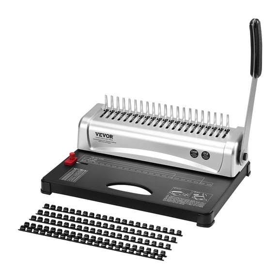 Comb Binding Machine 21 Holes 450 Sheets Capacity with 100 PCS 3/8 Inch Binding Spines for Letter A4 A5 Paper