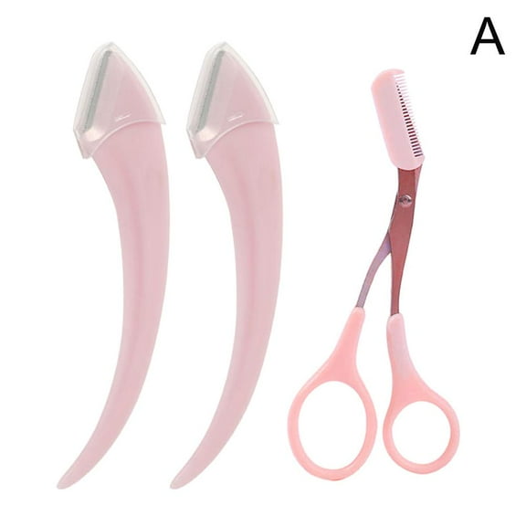 Comb Eyebrow Scissors Beauty Scissors Eyebrow Trimming Meniscus 3 Pieces R9H2
