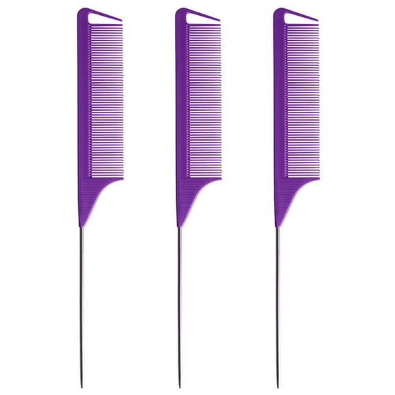 Comb For Braids Rat Tail Hair Comb Steel Pin Carbon Fiber Teasing Combs With Stainless Steel Pintail