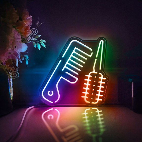 Comb Led Light Box, Dimmable Neon-Like Light Signs USB Power for Wall Decor Bedroom Decoration, Color Flow Effect (WxH) 6"x6"