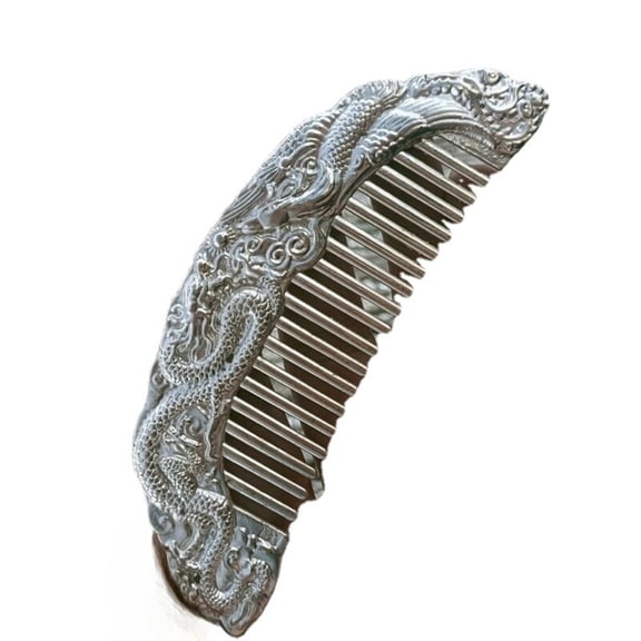 Comb Statue Dragon Phoenix Old Chinese Tibet Silver Color Handmade Collectibles