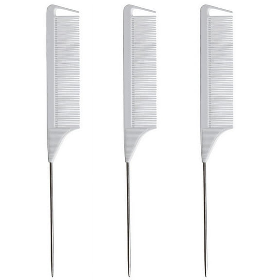 Comb for Braids Rat Tail Hair Comb Steel Pin Carbon Fiber Teasing Combs with Stainless Steel Pintail