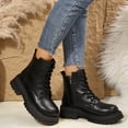 thumbnail image 1 of Combat Boots Ankle Booties Lace-up Platform Side Zipper Lug Sole Boots Ankle Boots for Women, 1 of 7