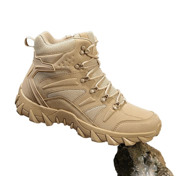 Combat Boots Men's Military Tactical Boots Safety Ankle Boots Durable Army Patrol Boots Outdoor Sports Hiking Boots-khaki