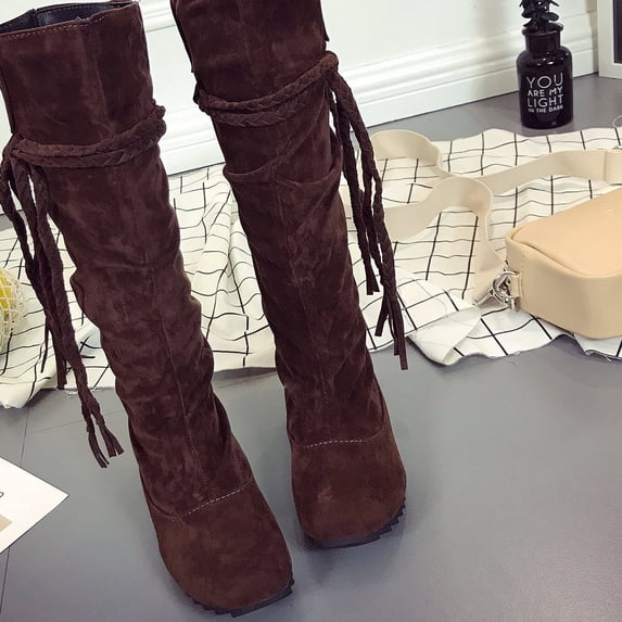 Combat Boots Womens Slouch Boots Teacher 2023 Fall Shoes For Women 2023 Thanksgiving Day Low-Heeled Mid Calf Boots Flat Boots For Clearence
