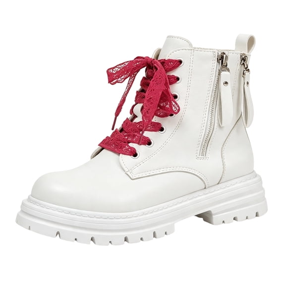 Combat Boots for Women Lace Up Ankle Booties Chunky Platform Lug Sole ...