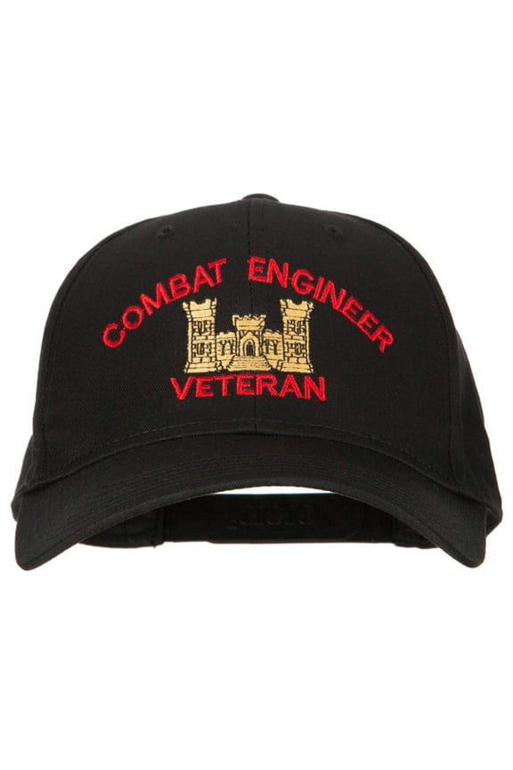 Combat Engineer Veteran Embroidered Solid Cotton Pro Style Cap - Black OSFM