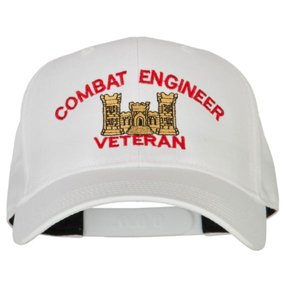 Combat Engineer Veteran Embroidered Solid Cotton Pro Style Cap - White OSFM