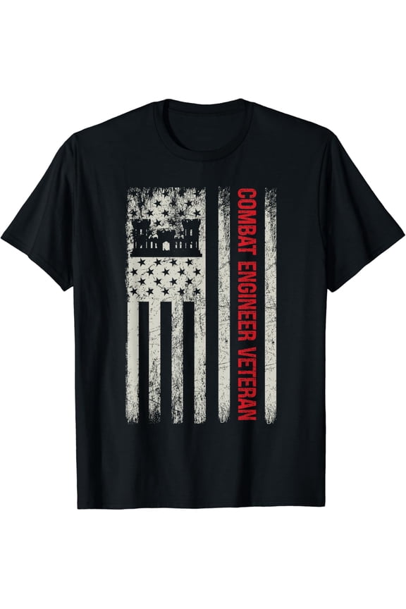 Combat Engineer Veteran Graphic Unisex Crewneck T-Shirt Patriotic Engineering Veteran Short Sleeve Cotton Tee Veterans Day Gift for Men Women Vets