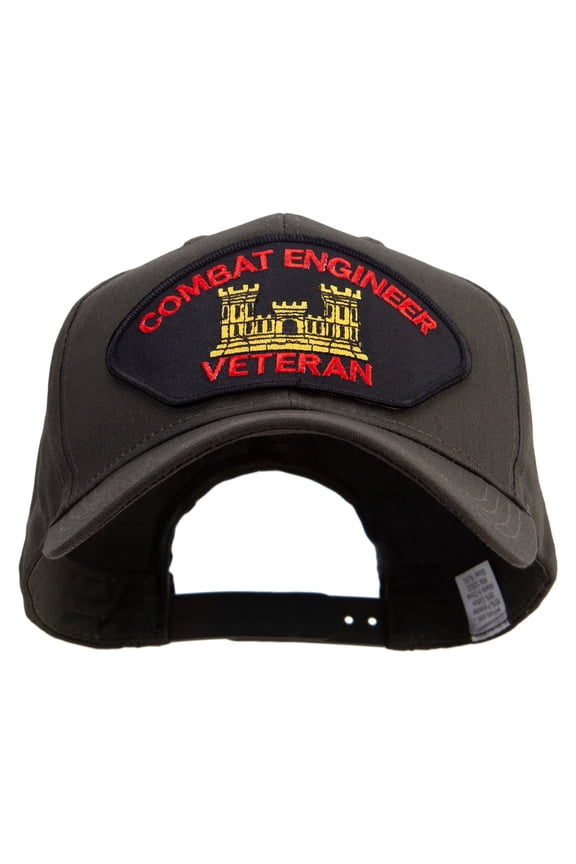Combat Engineer Veteran Military Patched Big Size Pro Style Cap - Black XL-3XL
