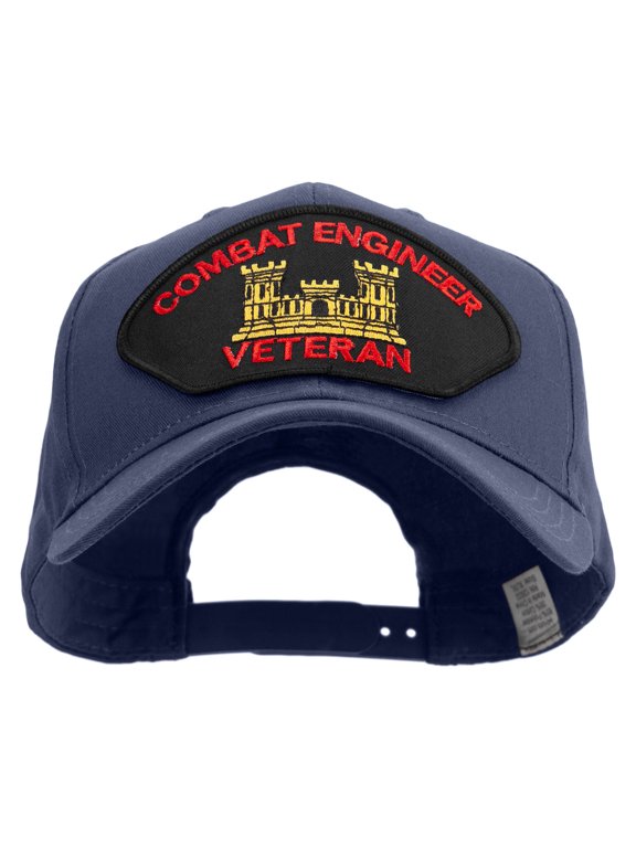 Combat Engineer Veteran Military Patched Big Size Pro Style Cap - Navy XL-3XL