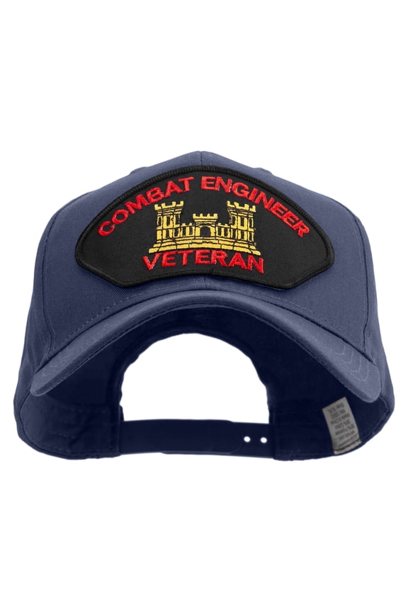 Combat Engineer Veteran Military Patched Big Size Pro Style Cap - Navy XL-3XL
