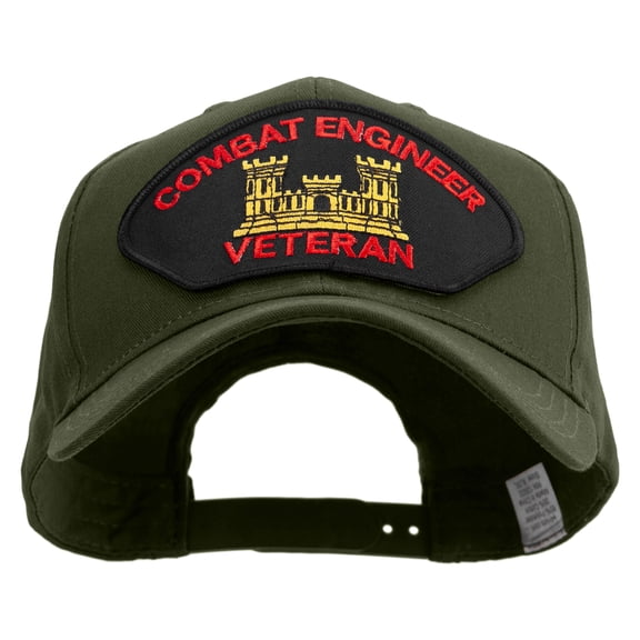 Combat Engineer Veteran Military Patched Big Size Pro Style Cap - Olive XL-3XL
