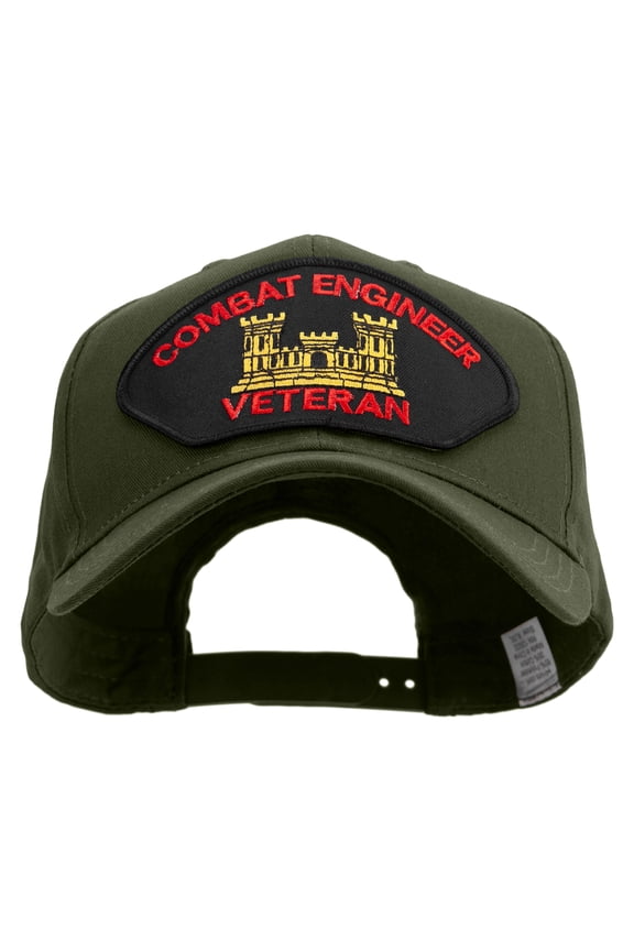 Combat Engineer Veteran Military Patched Big Size Pro Style Cap - Olive XL-3XL