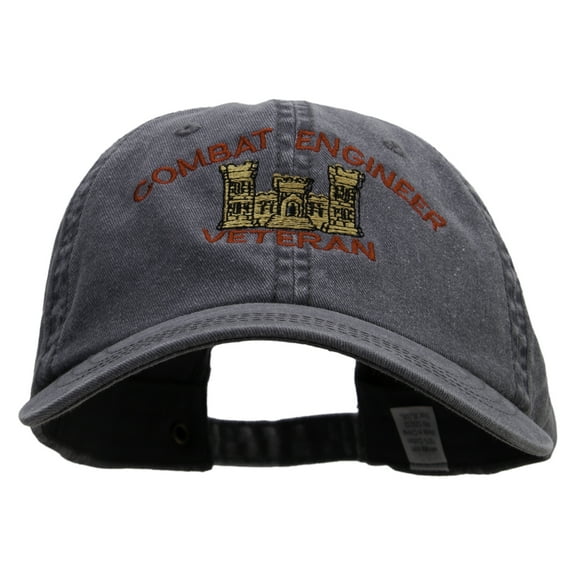 Combat Engineer Veterans Embroidered Big Size Washed Pigment Dyed Cap - Grey XL-3XL