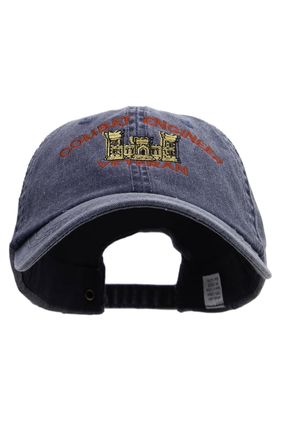 Combat Engineer Veterans Embroidered Big Size Washed Pigment Dyed Cap - Navy XL-3XL