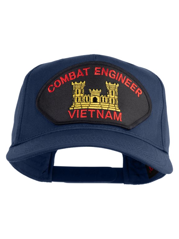 Combat Engineer Vietnam Patched Solid Cotton Twill 5 Panel Prostyle Snap Cap - Navy OSFM
