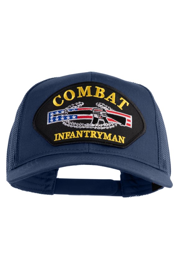 Combat Infantryman Patched Solid Cotton Twill Mesh Prostyle Cap - Navy OSFM