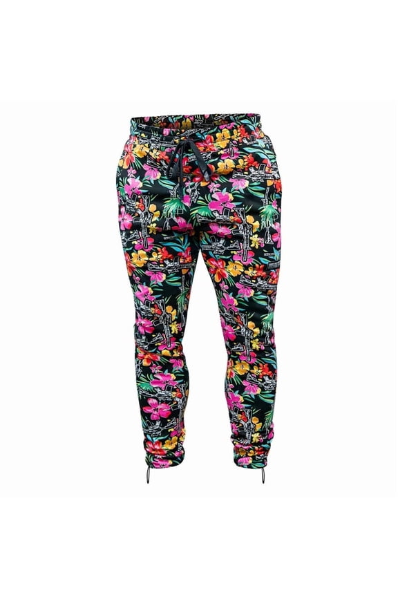 3.0 Men's Adjustable Performance Joggers, Midweight French Terry Athletic Sweatpants with Zipper Pocket, Tactical Hawaiian, Medium