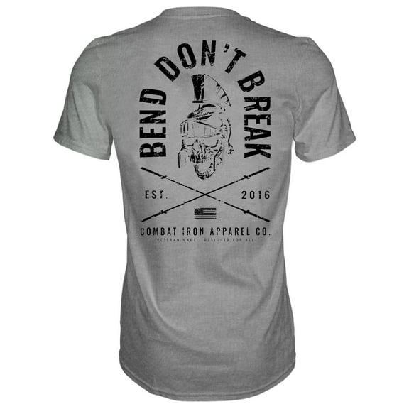 Combat Iron Bend Don't Break Barbell Skull Men's T-Shirt L / Gray / Black