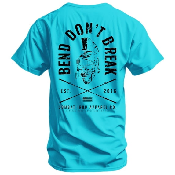 Combat Iron Bend Don't Break Barbell Skull Men's T-Shirt L / Tahiti Blue