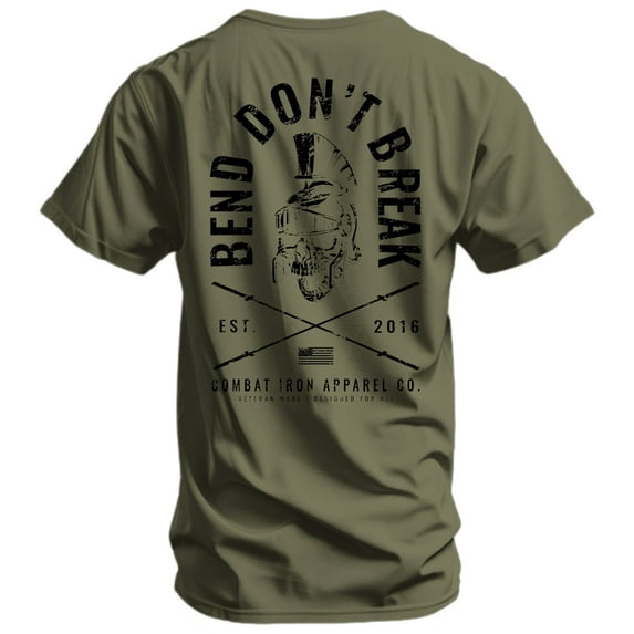 Combat Iron Bend Don't Break Barbell Skull Men's T-Shirt Xl / Military Green