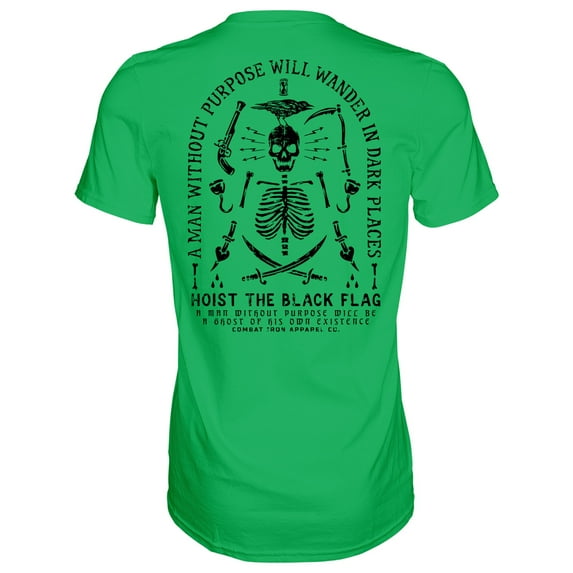 Hoist The Black Flag Skull & Bones Men's T-Shirt 2Xl / Kelly Green