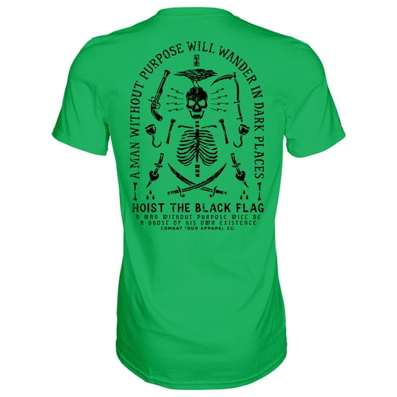 Hoist The Black Flag Skull & Bones Men's T-Shirt M / Kelly Green