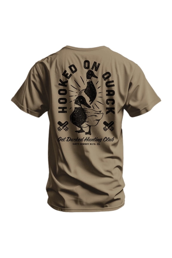 Men's Hooked on Quack Get Ducked Graphic T-Shirt, Size S, Coyote