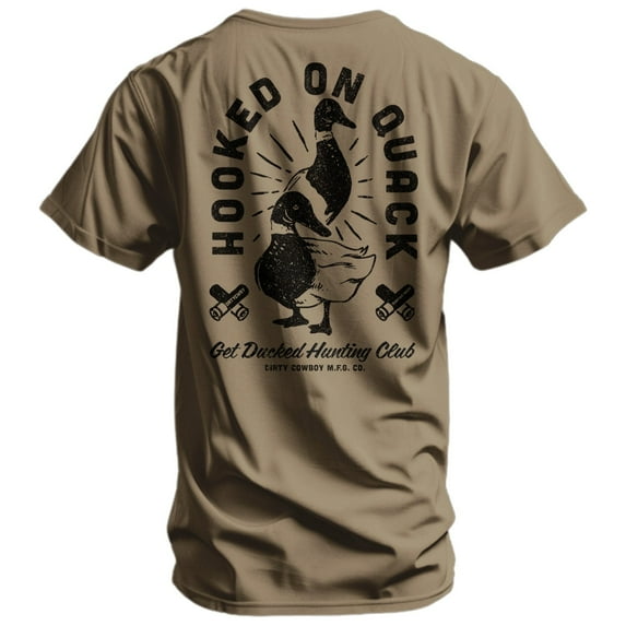 Combat Iron Hooked On Quack Hunter 'get Ducked' Men's T-Shirt Xl / Coyote