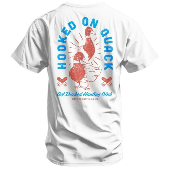 Combat Iron Hooked On Quack Hunter 'get Ducked' Men's T-Shirt Xl / White