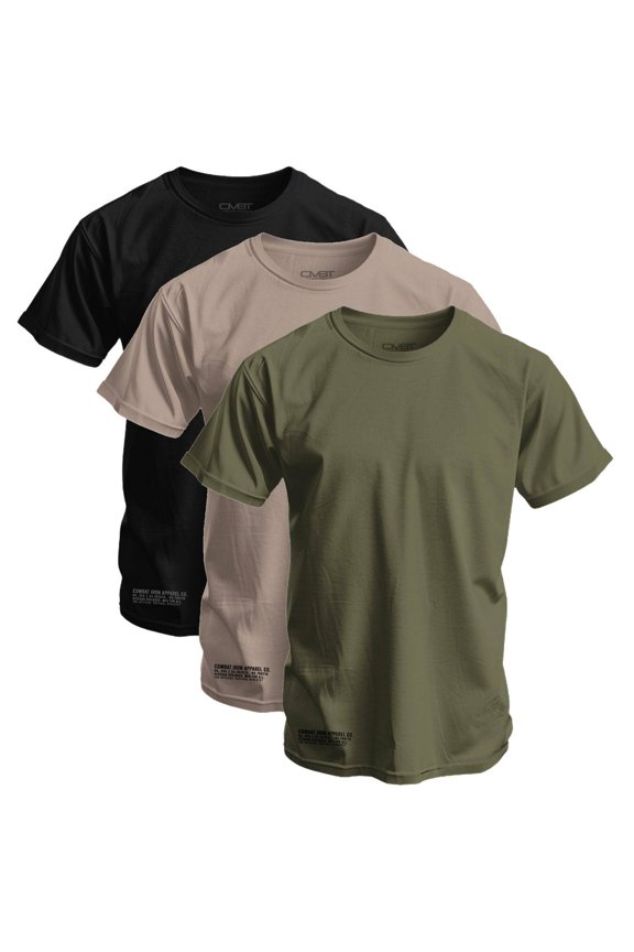 Apparel™ Men's Basic T-Shirt | 3 Bundle Pack 2Xl / Black / Tan / Military Green