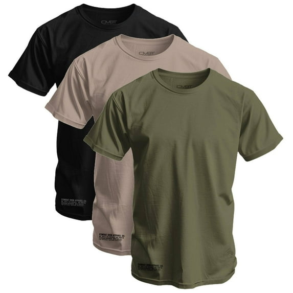 Combat Iron Apparel™ Men's Basic T-Shirt | 3 Bundle Pack 2Xl / Black / Tan / Military Green