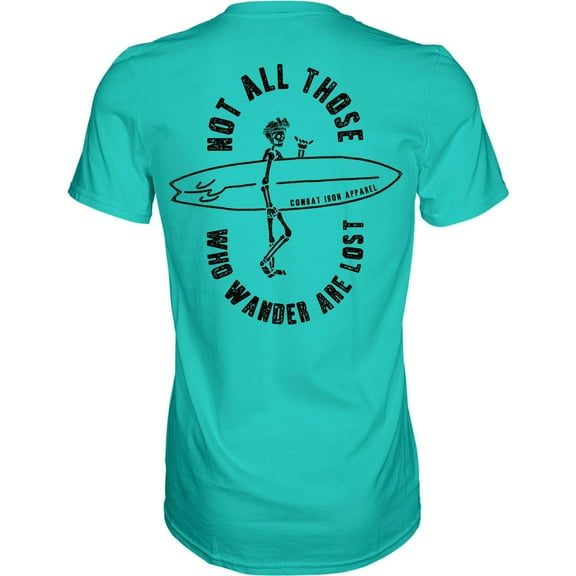 Combat Iron Not All Those Who Wander Are Lost Men's T-Shirt – 2XL Tahiti Blue – Soft Cotton Blend, Athletic Fit, Durable Print, All-Day Comfort