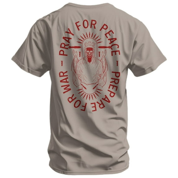 Combat Iron Pray For Peace. Prepare For War. Men's T-Shirt 2Xl / Tan