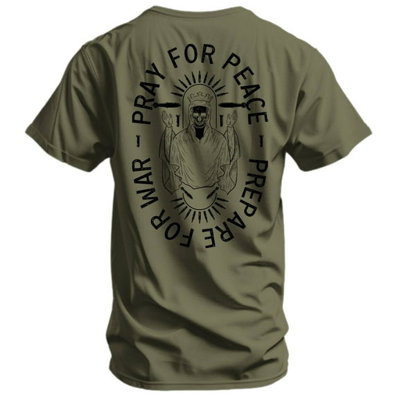Combat Iron Pray For Peace. Prepare For War. Men's T-Shirt L / Military Green