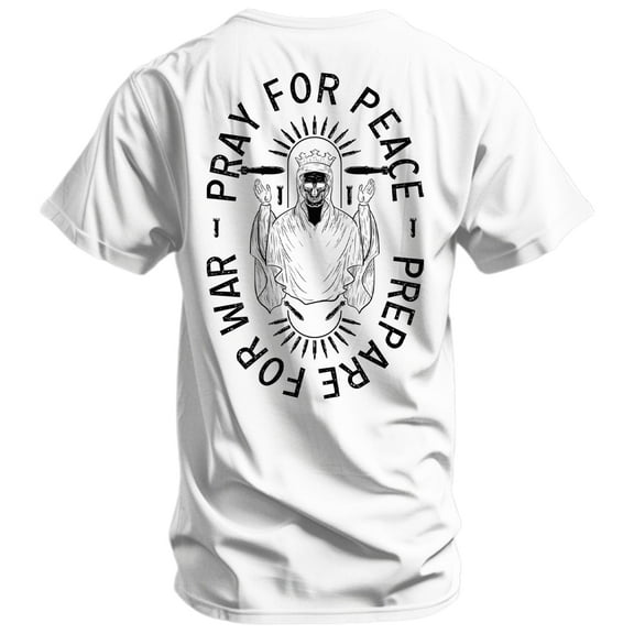Combat Iron Pray For Peace. Prepare For War. Men's T-Shirt Xl / White