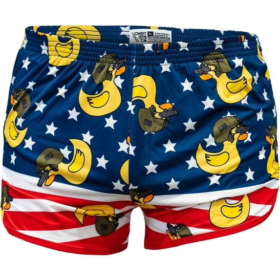 Combat Iron Men’s Military-Style Training Shorts – 2.5" Inseam, Lightweight with Liner, Tactiduck USA Print