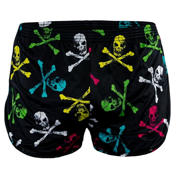 Combat Iron Apparel™ Ranger Panty Mil Style Silkies Training Shorts | 2.5" M / Neon Pirate Skulls