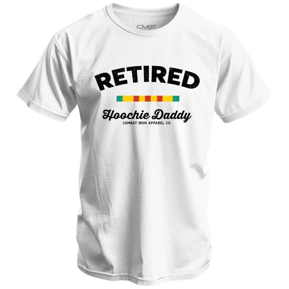 Combat Iron Retired Hoochie Daddy Veteran Ribbons Men's T-Shirt – 3XL White – Athletic Fit, Soft Cotton Blend